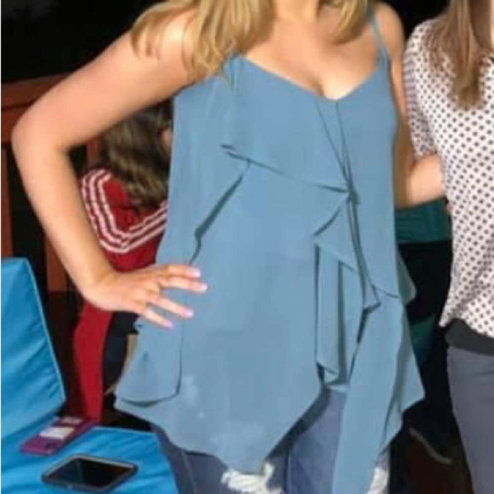 Slate blue Bebe flowy strappy shirt